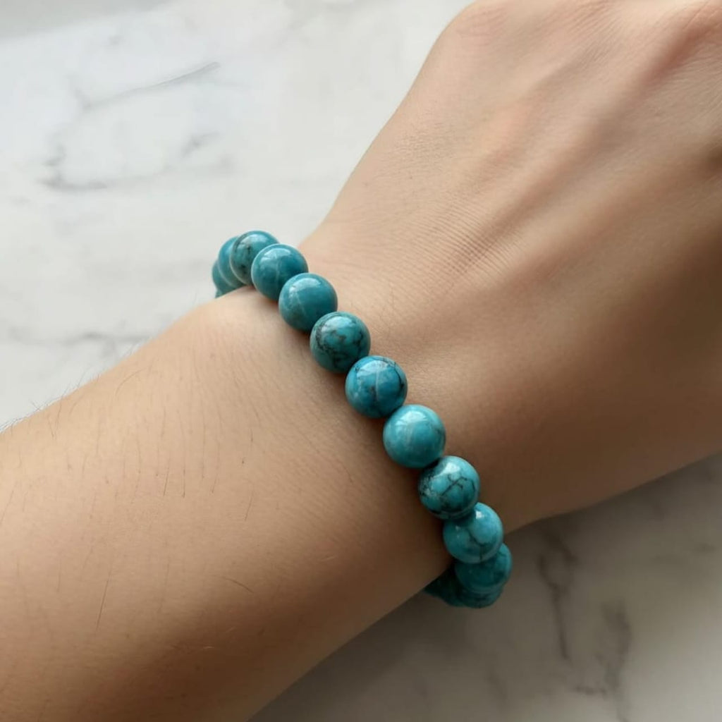 Pulsera de Piedra Natural de Turquesa Africana | Joyería de Cristales Azul-Verde de Sanación Certificada