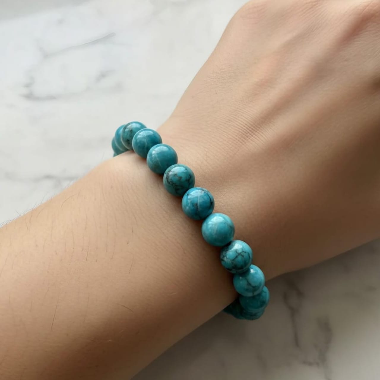 Pulsera de Piedra Natural de Turquesa Africana | Joyería de Cristales Azul-Verde de Sanación Certificada