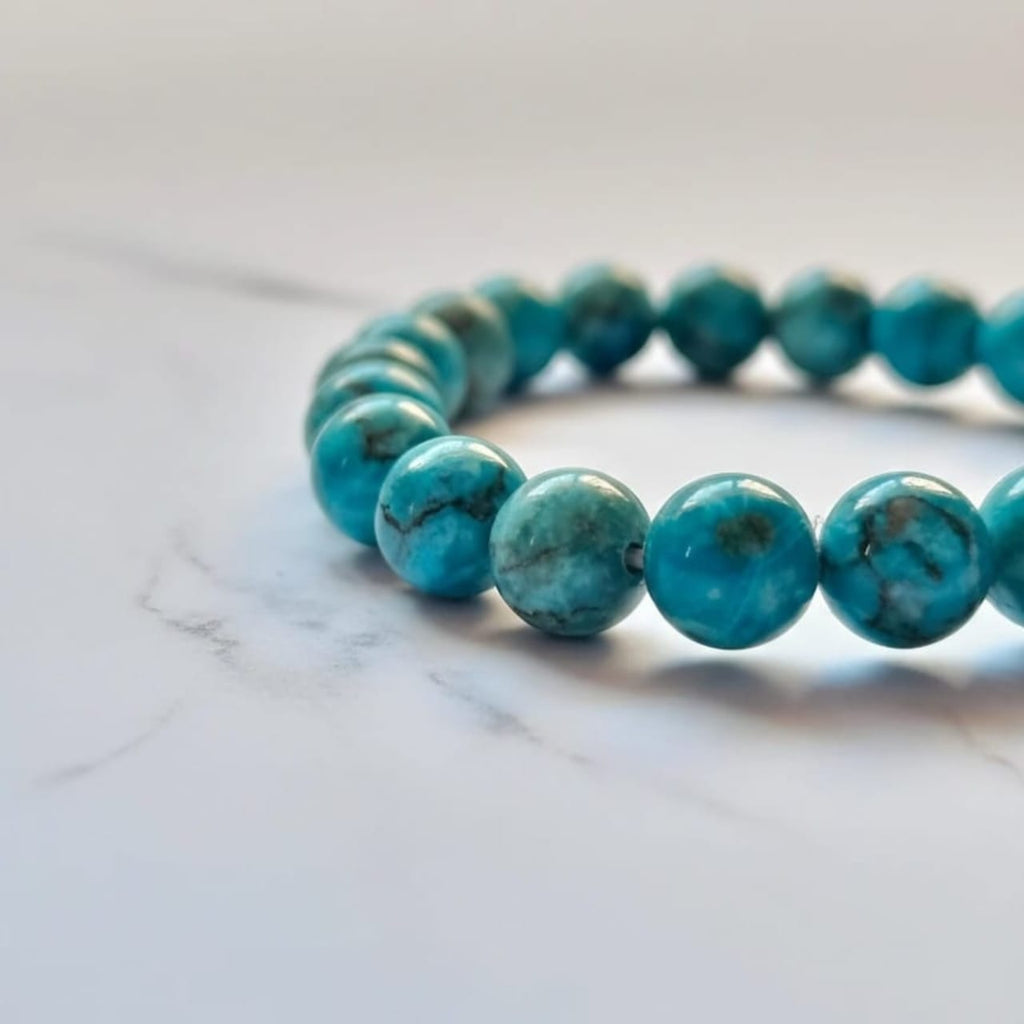 Pulsera de Piedra Natural de Turquesa Africana | Joyería de Cristales Azul-Verde de Sanación Certificada
