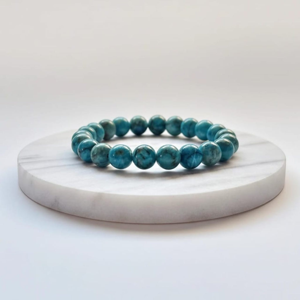 Pulsera de Piedra Natural de Turquesa Africana | Joyería de Cristales Azul-Verde de Sanación Certificada