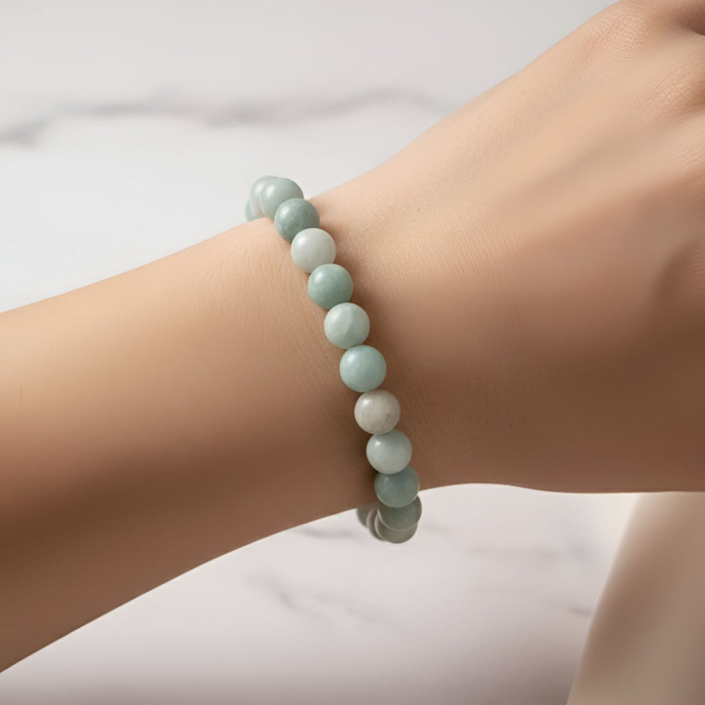 Amazonite Natural Stone Bracelet | Certified Green Healing Crystal Jewelry