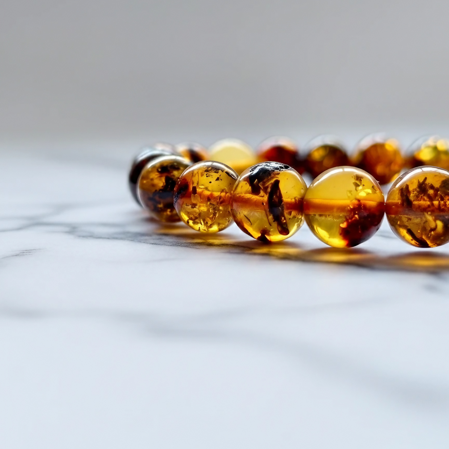 Amber Natural Stone Bracelet | Certified Healing Resin Jewelry