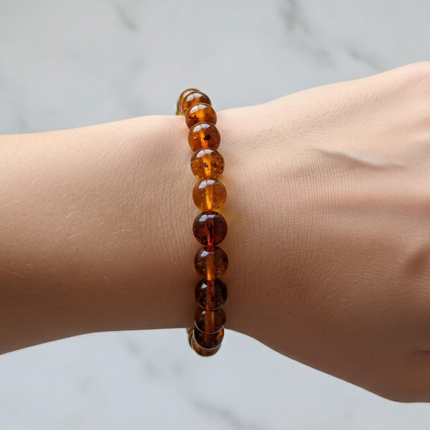 Amber Natural Stone Bracelet | Certified Healing Resin Jewelry