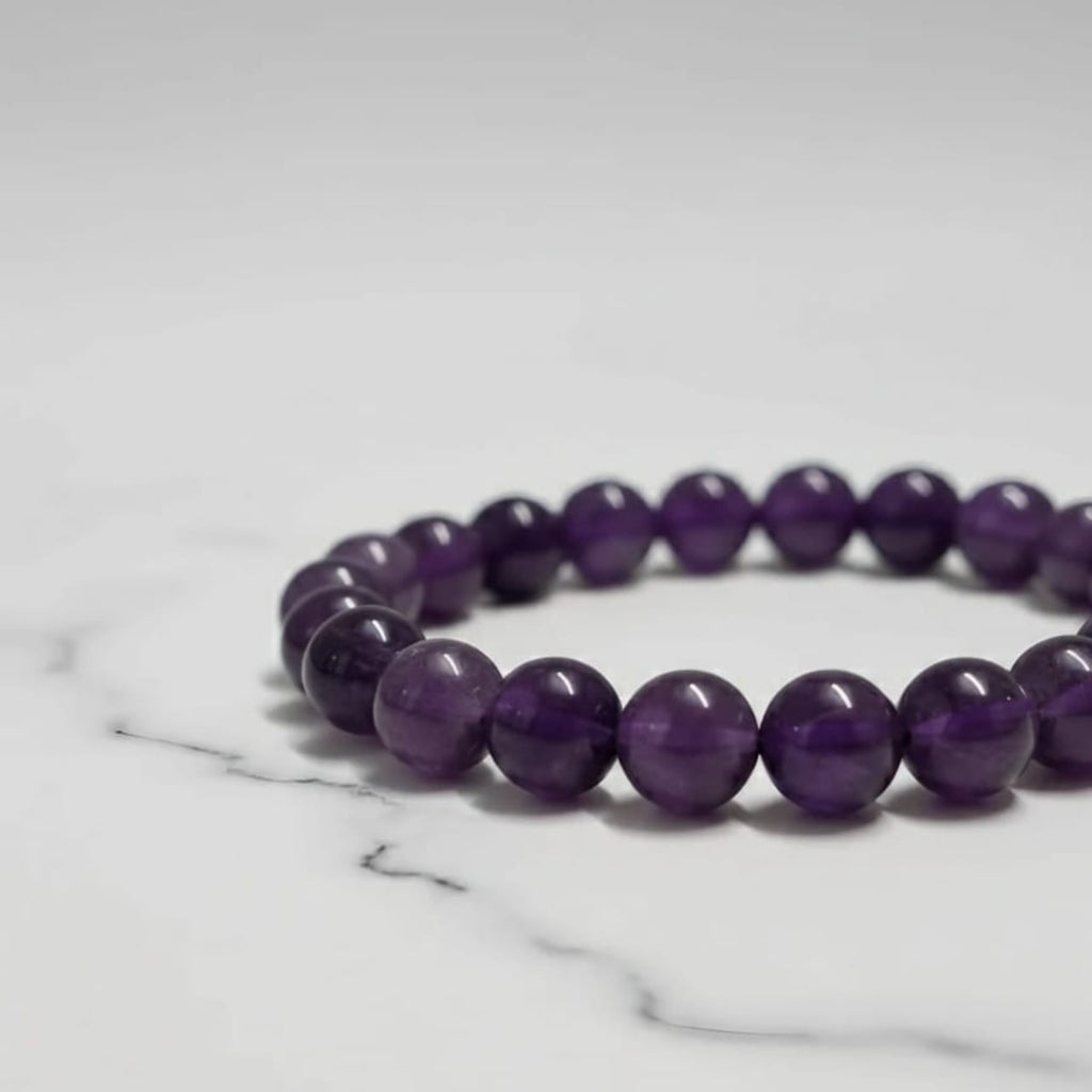 Amethyst Natural Stone Bracelet | Certified Purple Healing Crystal Jewelry