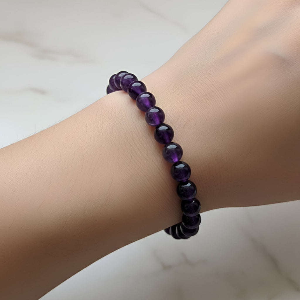 Amethyst Natural Stone Bracelet | Certified Purple Healing Crystal Jewelry