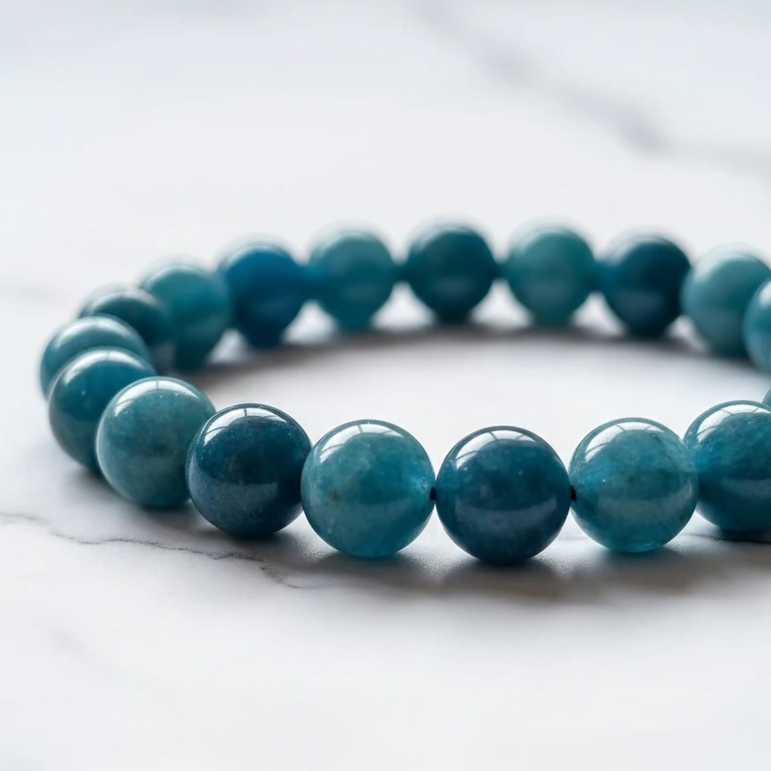 Apatite Natural Stone Bracelet | Certified Blue Healing Crystal Jewelry