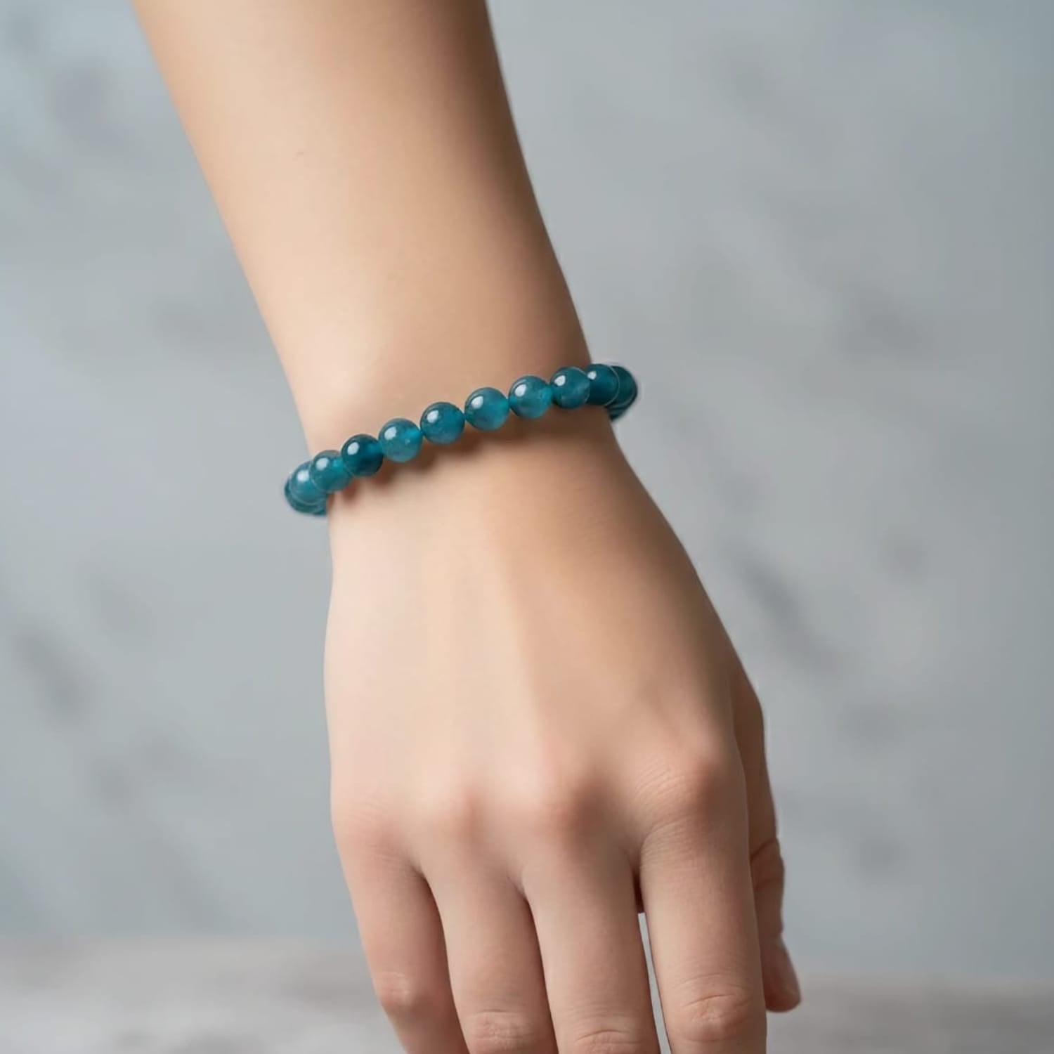 Apatite Natural Stone Bracelet | Certified Blue Healing Crystal Jewelry