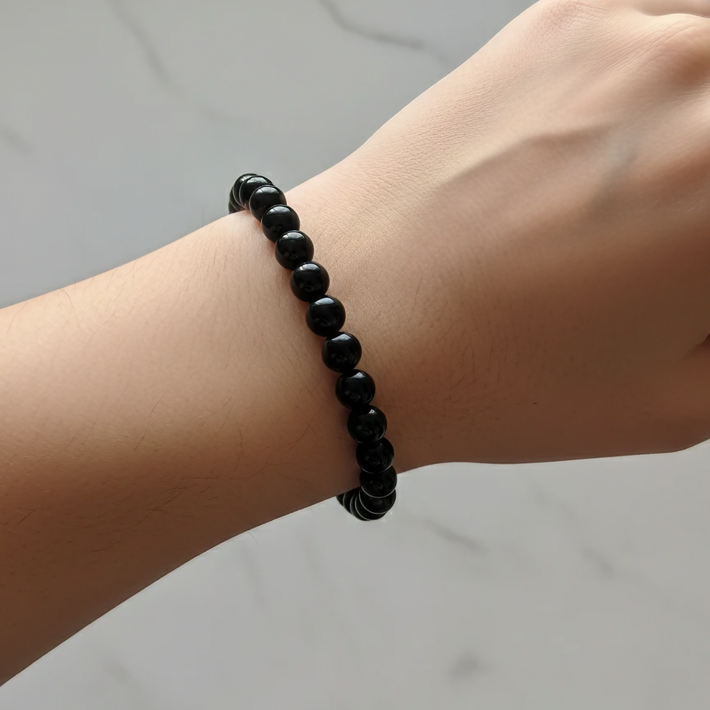 Black Tourmaline Natural Stone Bracelet | Certified Protective Crystal Jewelry