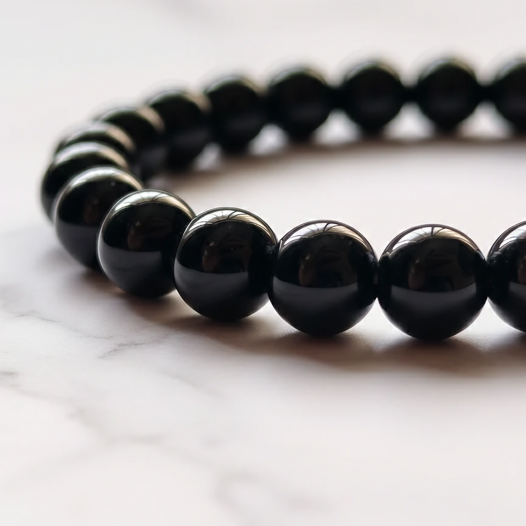 Black Tourmaline Natural Stone Bracelet | Certified Protective Crystal Jewelry