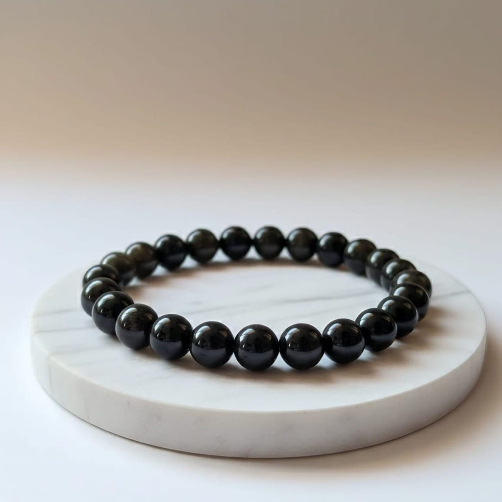 Bracelet en obsidienne noire naturelle | Bijou en cristal de protection certifié
