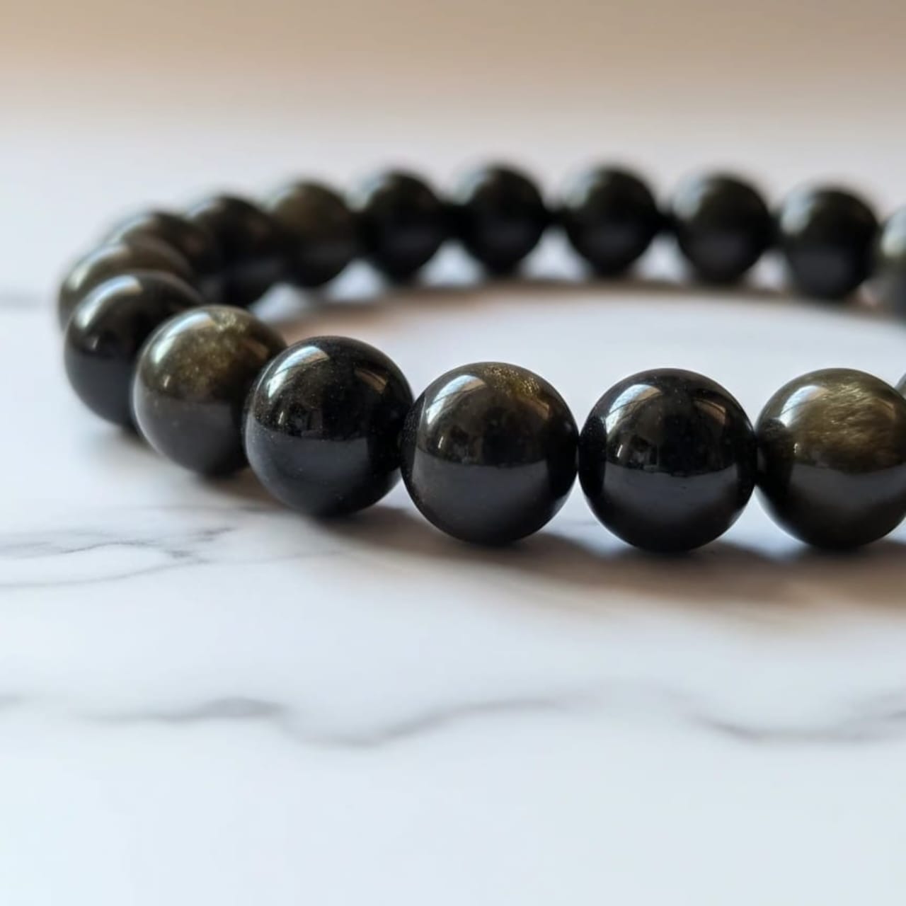 Bracelet en obsidienne noire naturelle | Bijou en cristal de protection certifié