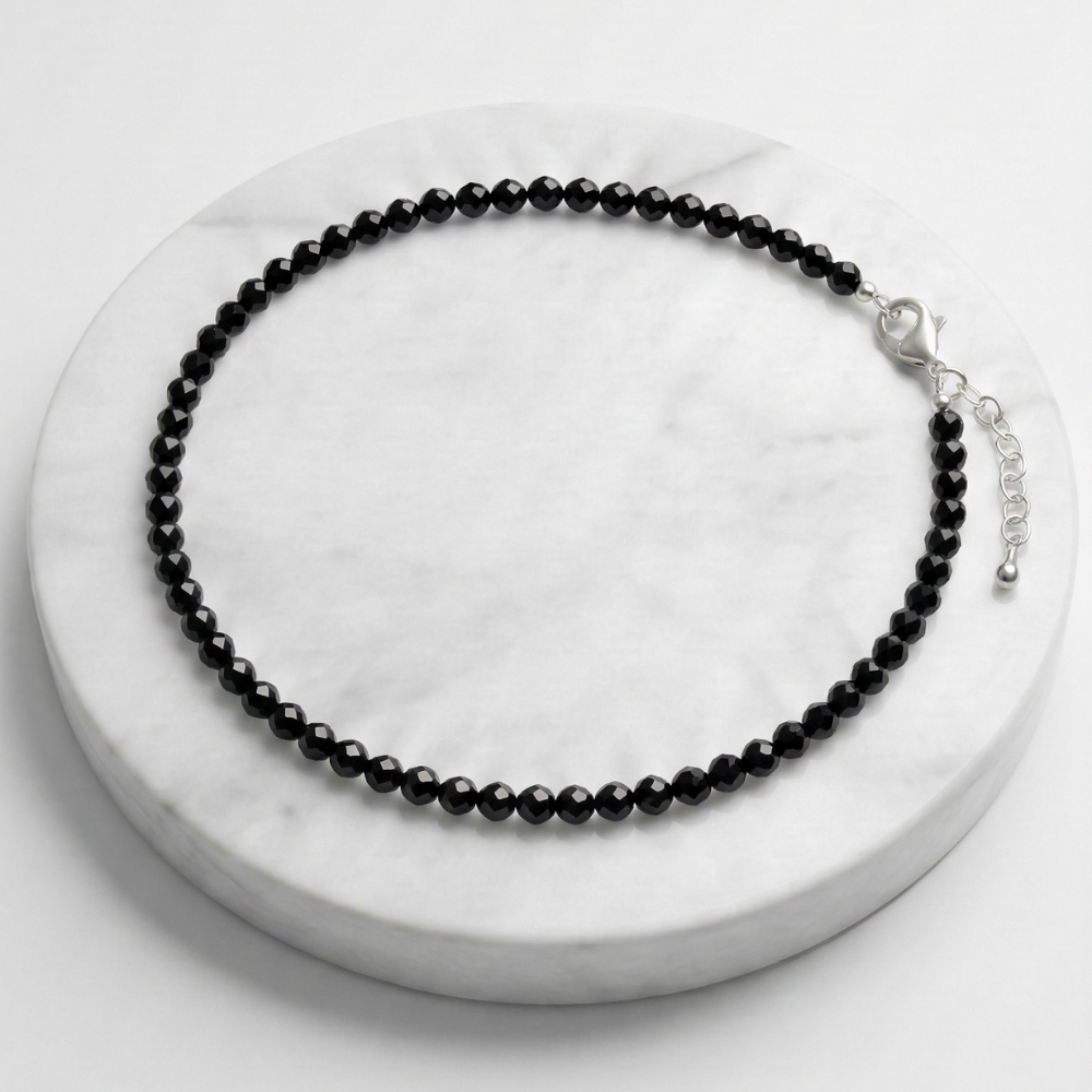 Black Tourmaline Natural Stone Anklet | Certified Healing Crystal Jewelry