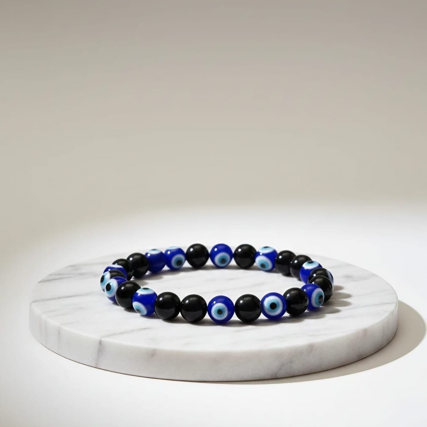 Black Tourmaline with Evil Eye Bracelet | Certified Protective Crystal Jewelry