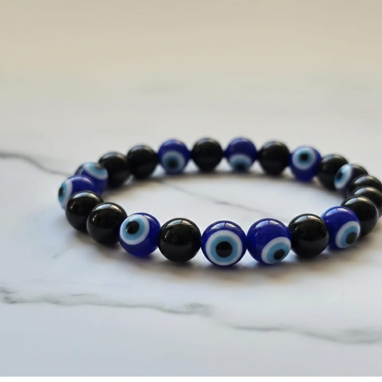 Black Tourmaline with Evil Eye Bracelet | Certified Protective Crystal Jewelry