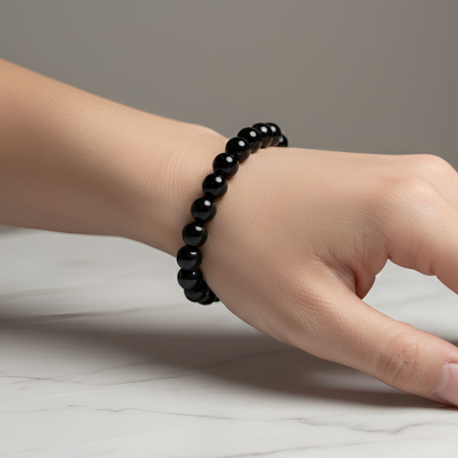 Black Tourmaline Natural Stone Bracelet | Certified Protective Crystal Jewelry