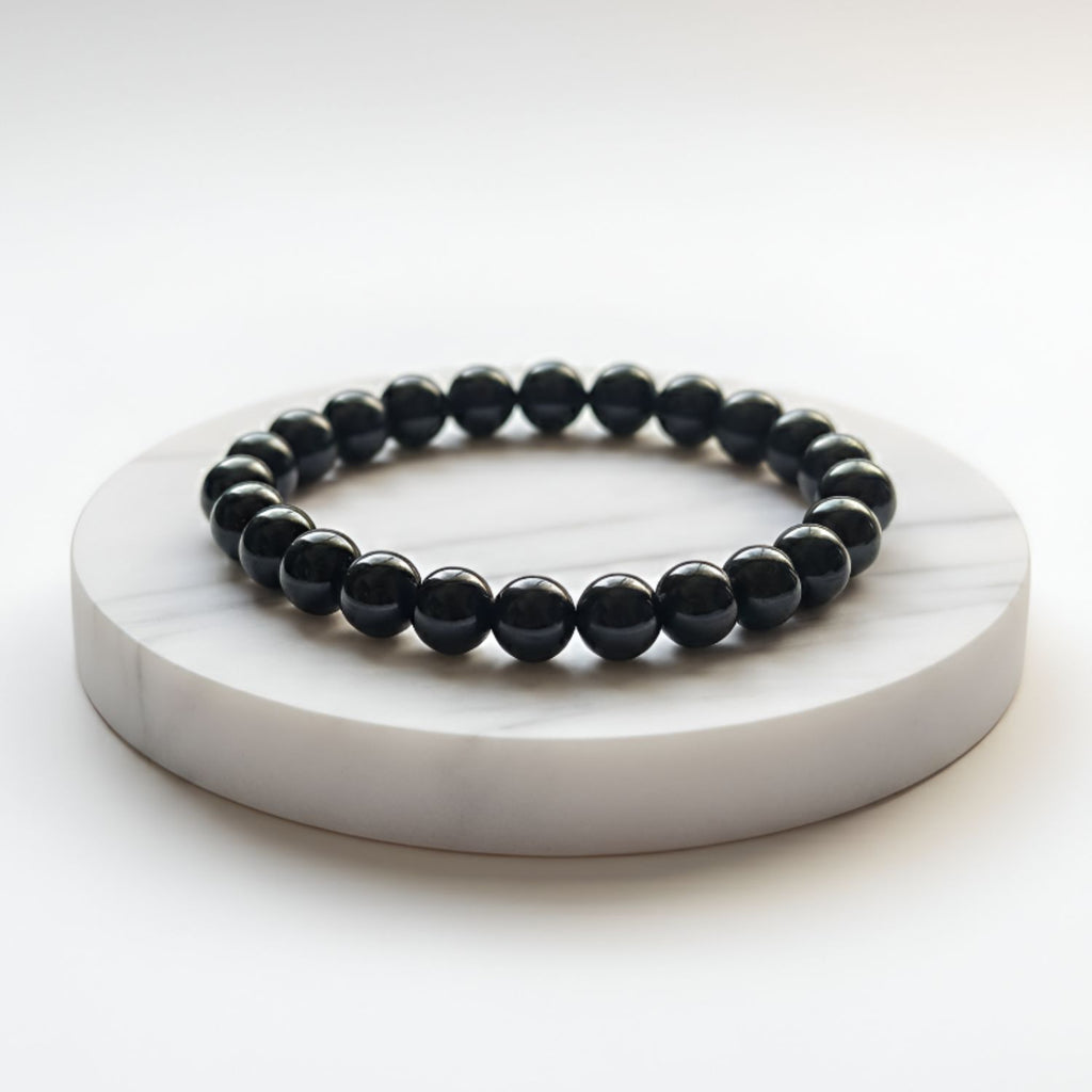 Black Tourmaline Natural Stone Bracelet | Certified Protective Crystal Jewelry