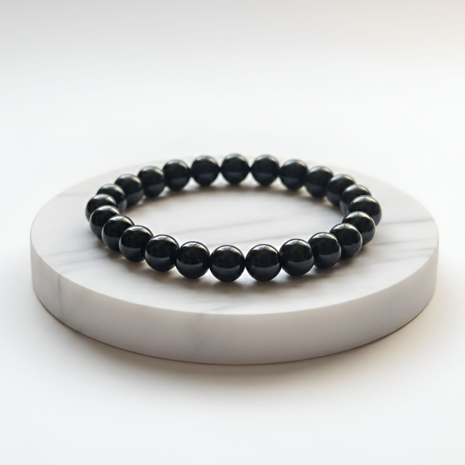 Black Tourmaline Natural Stone Bracelet | Certified Protective Crystal Jewelry