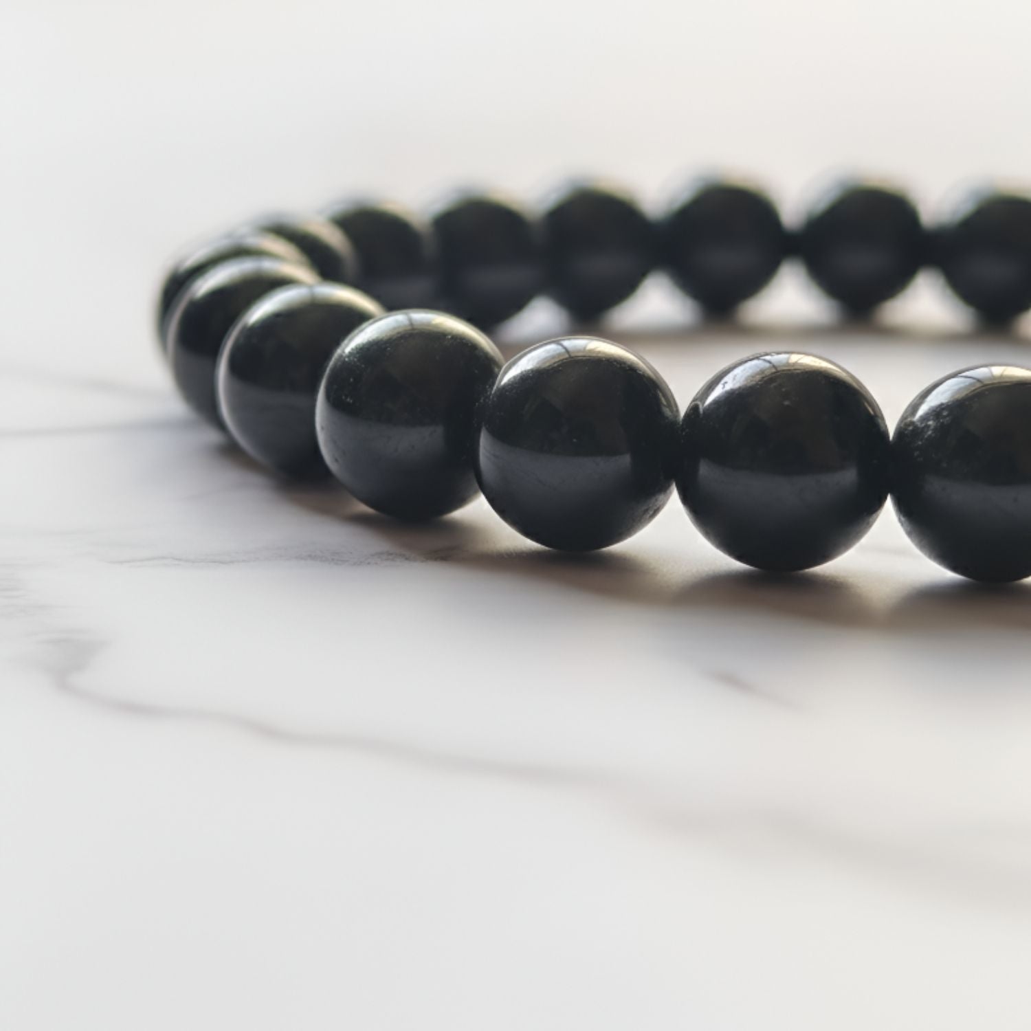 Black Tourmaline Natural Stone Bracelet | Certified Protective Crystal Jewelry