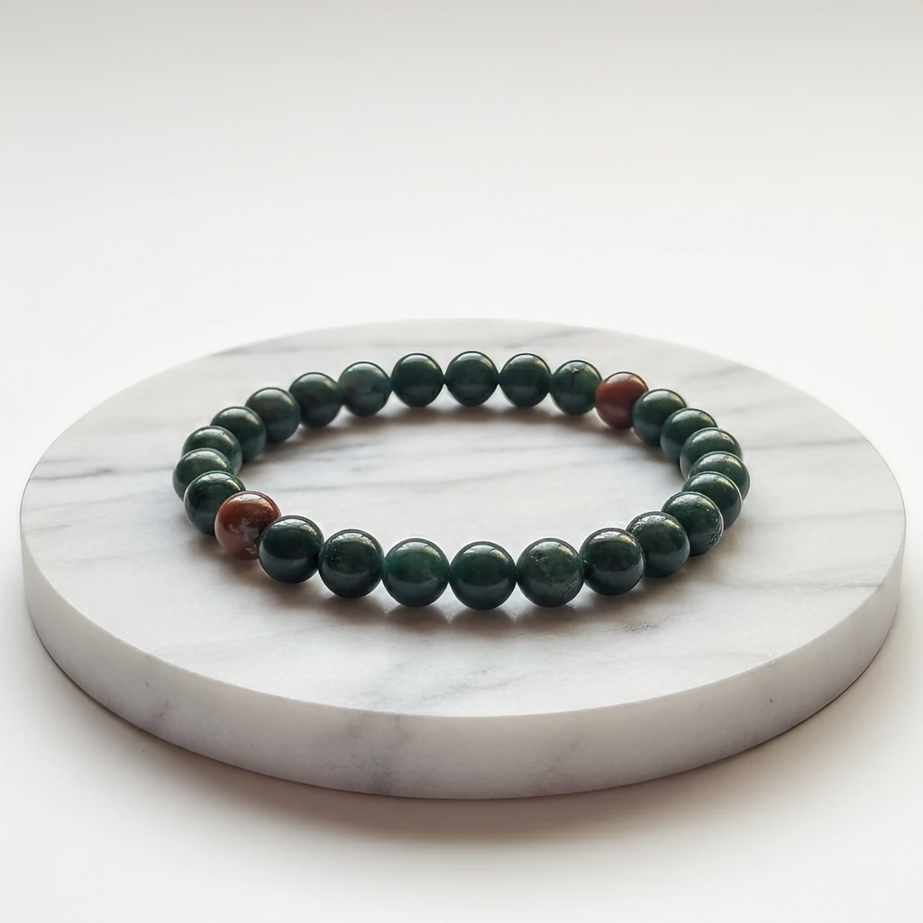 Bloodstone Natural Stone Bracelet | Certified Green Healing Crystal Jewelry