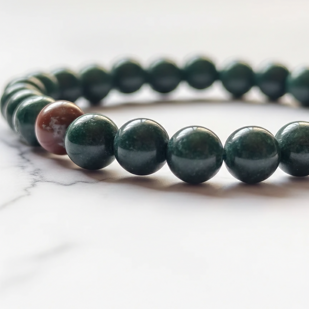 Bloodstone Natural Stone Bracelet | Certified Green Healing Crystal Jewelry
