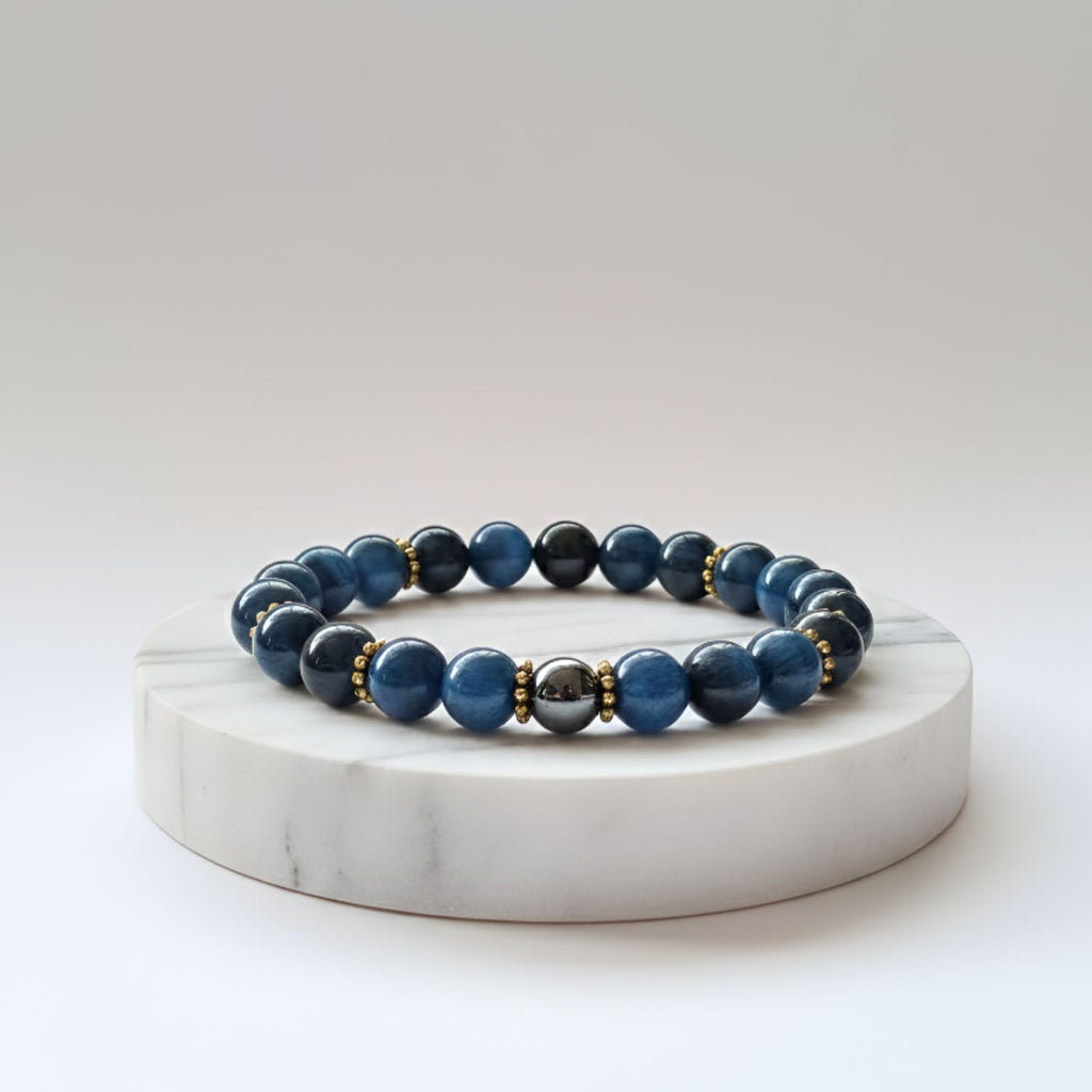 Blue Tiger Eye + Hematite + Black Tourmaline Bracelet | Certified Protective Crystal Jewelry