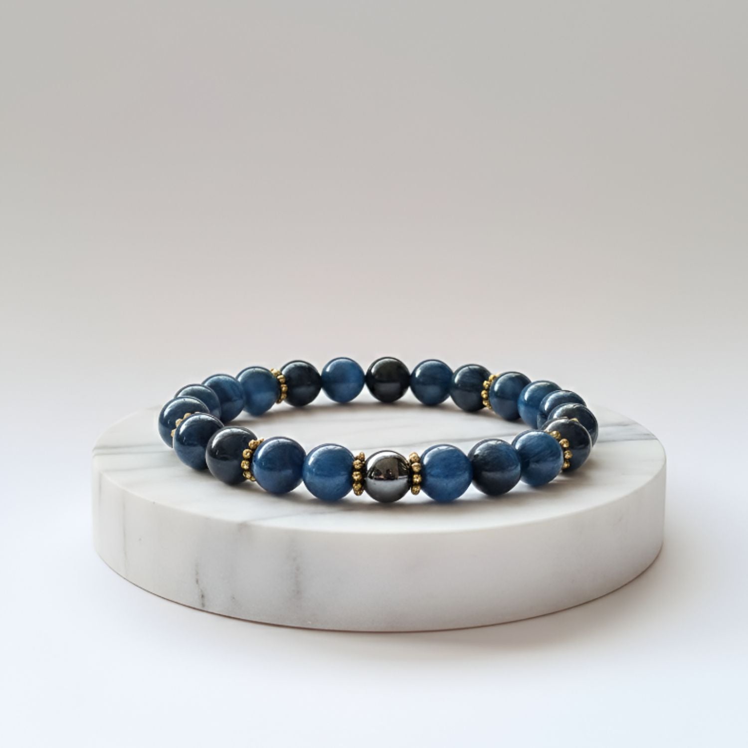 Blue Tiger Eye + Hematite + Black Tourmaline Bracelet | Certified Protective Crystal Jewelry
