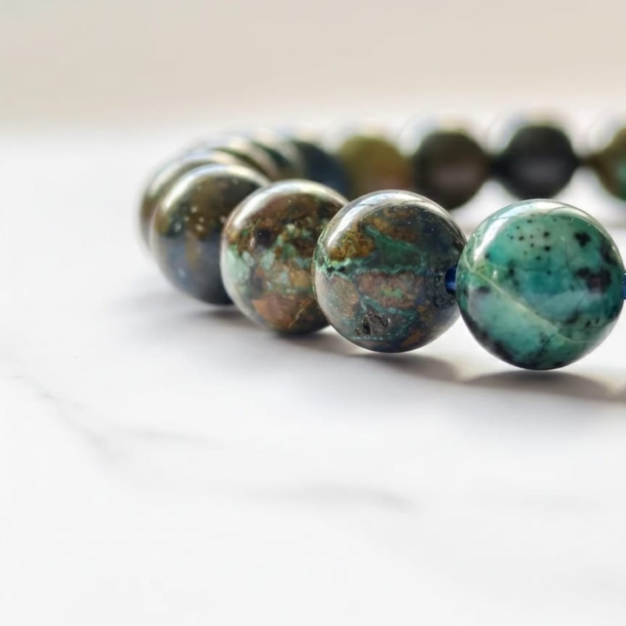 Bracelet en pierre naturelle de chrysocolle | Bijou en cristal apaisant certifié