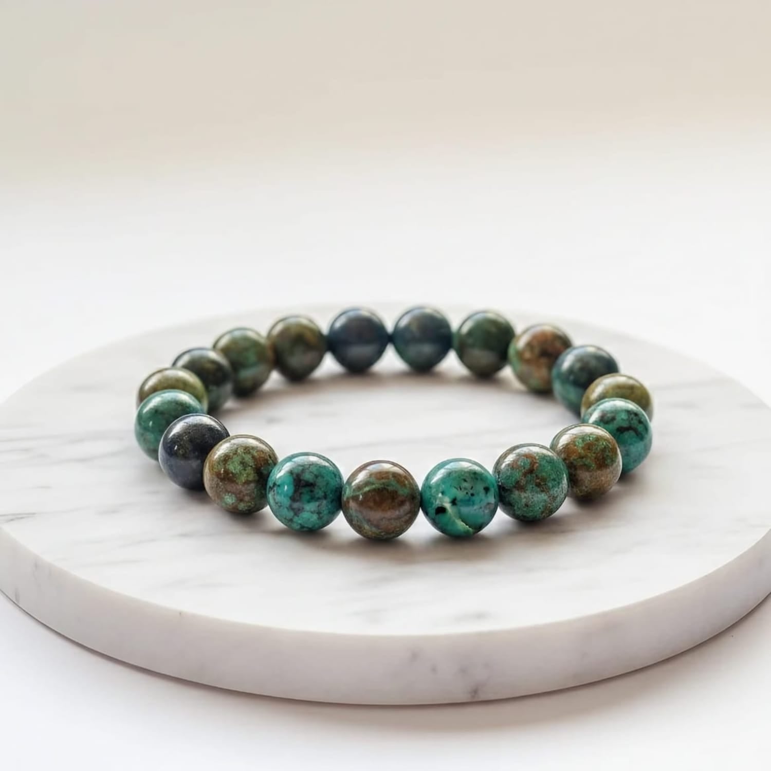 Bracelet en pierre naturelle de chrysocolle | Bijou en cristal apaisant certifié