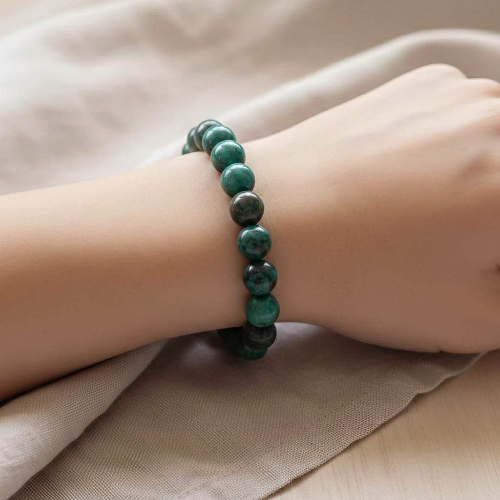 Bracelet en pierre naturelle de chrysocolle | Bijou en cristal apaisant certifié