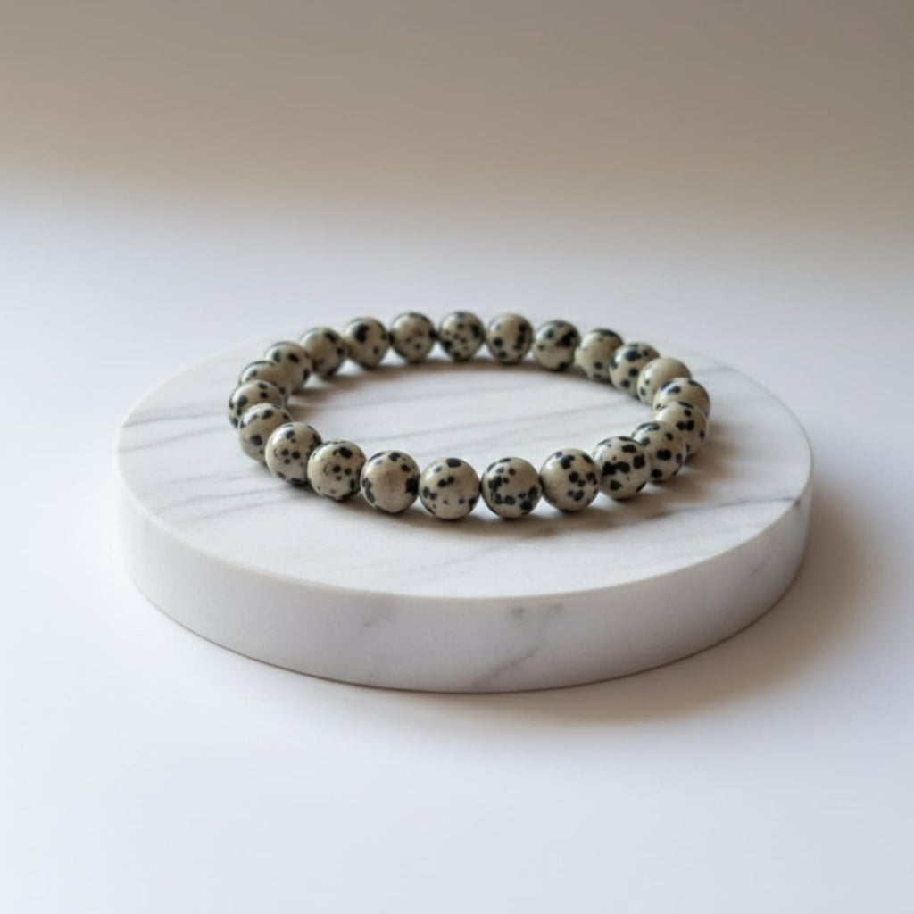 Bracelet en jaspe dalmatien naturel | Bijou en cristal d'ancrage certifié