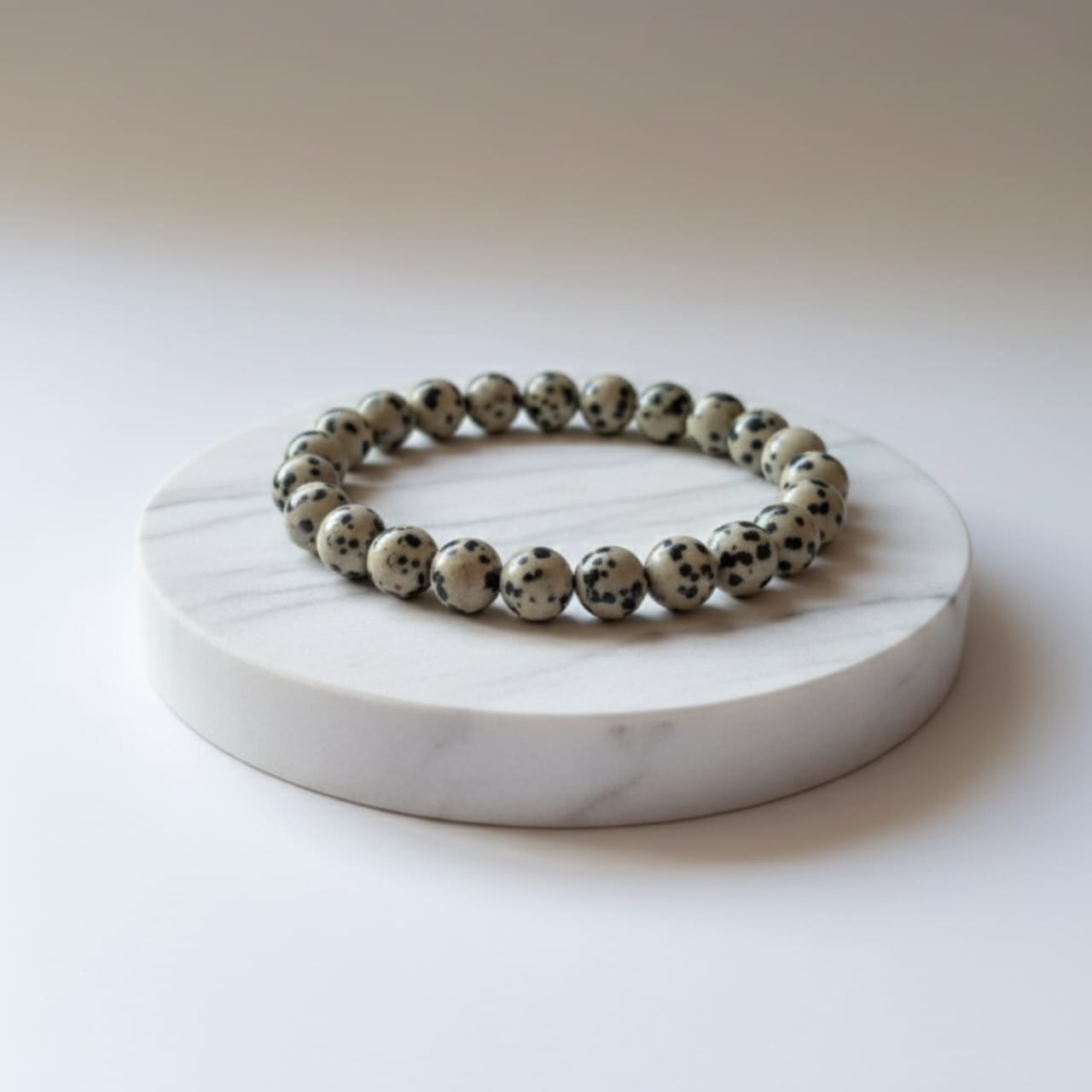 Bracelet en jaspe dalmatien naturel | Bijou en cristal d'ancrage certifié