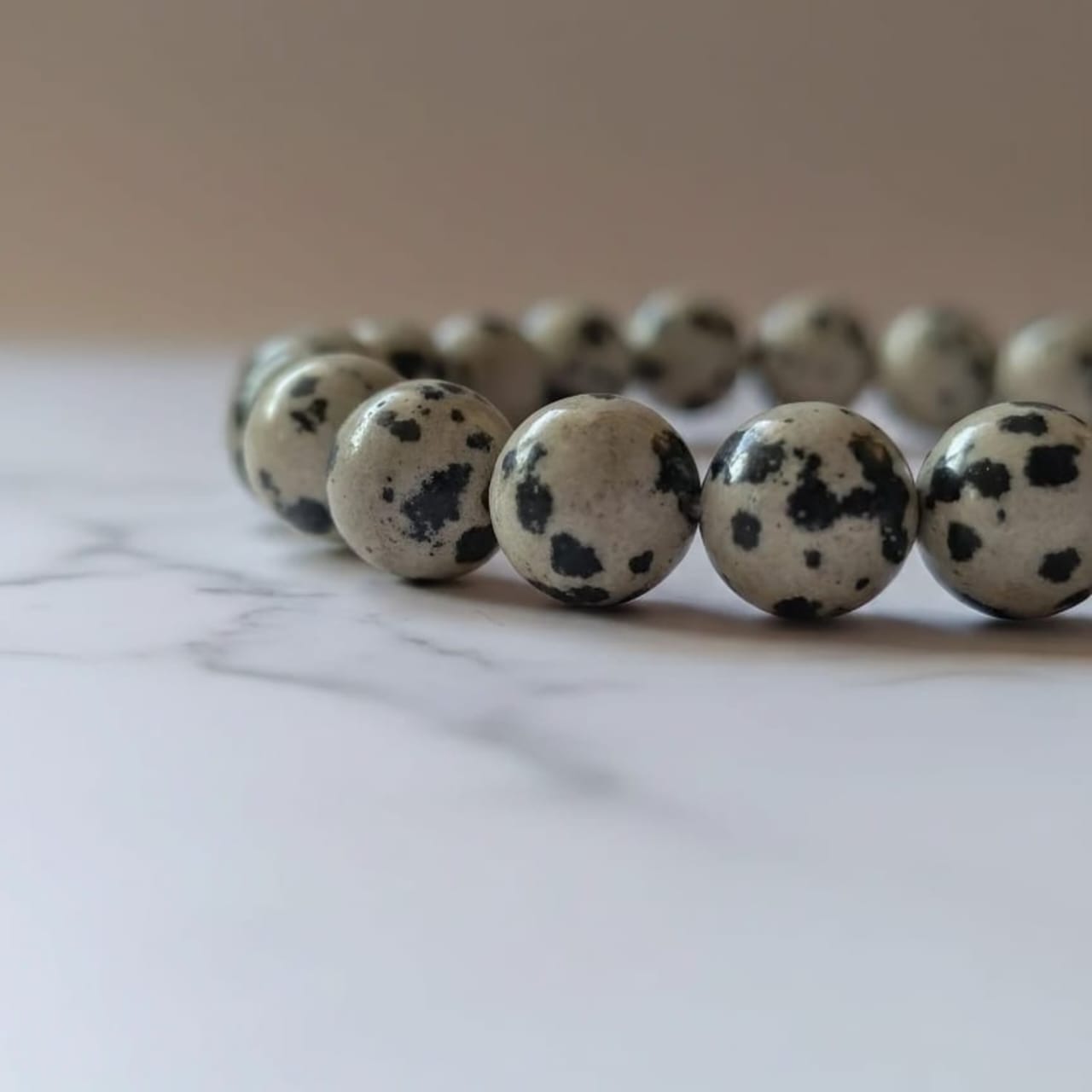 Bracelet en jaspe dalmatien naturel | Bijou en cristal d'ancrage certifié