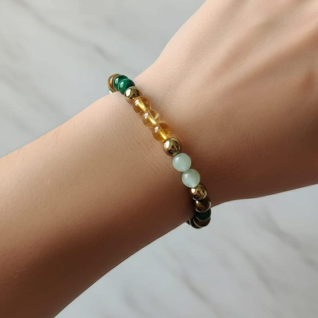Bracelet en pierre naturelle Dhanyog | Bijou en cristal certifié, symbole de richesse et de prospérité