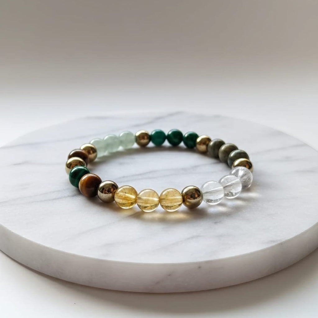 Bracelet en pierre naturelle Dhanyog | Bijou en cristal certifié, symbole de richesse et de prospérité