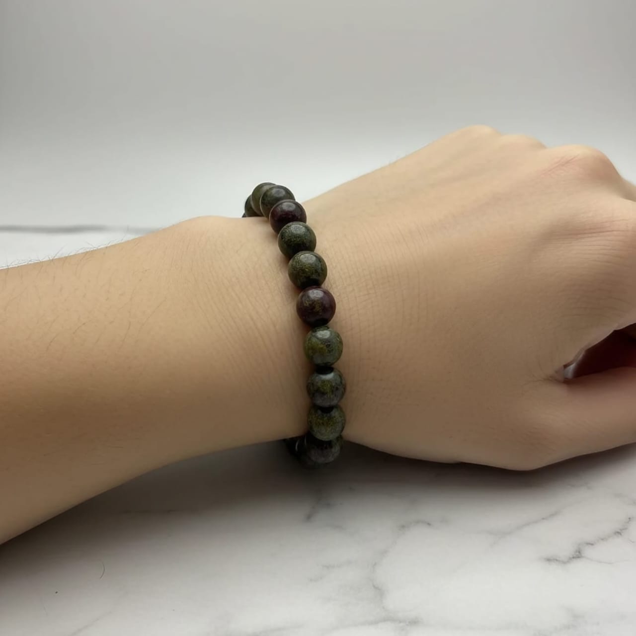 Bracelet en pierre naturelle de jaspe dragon | Bijou en cristal certifié pour la force et l'ancrage