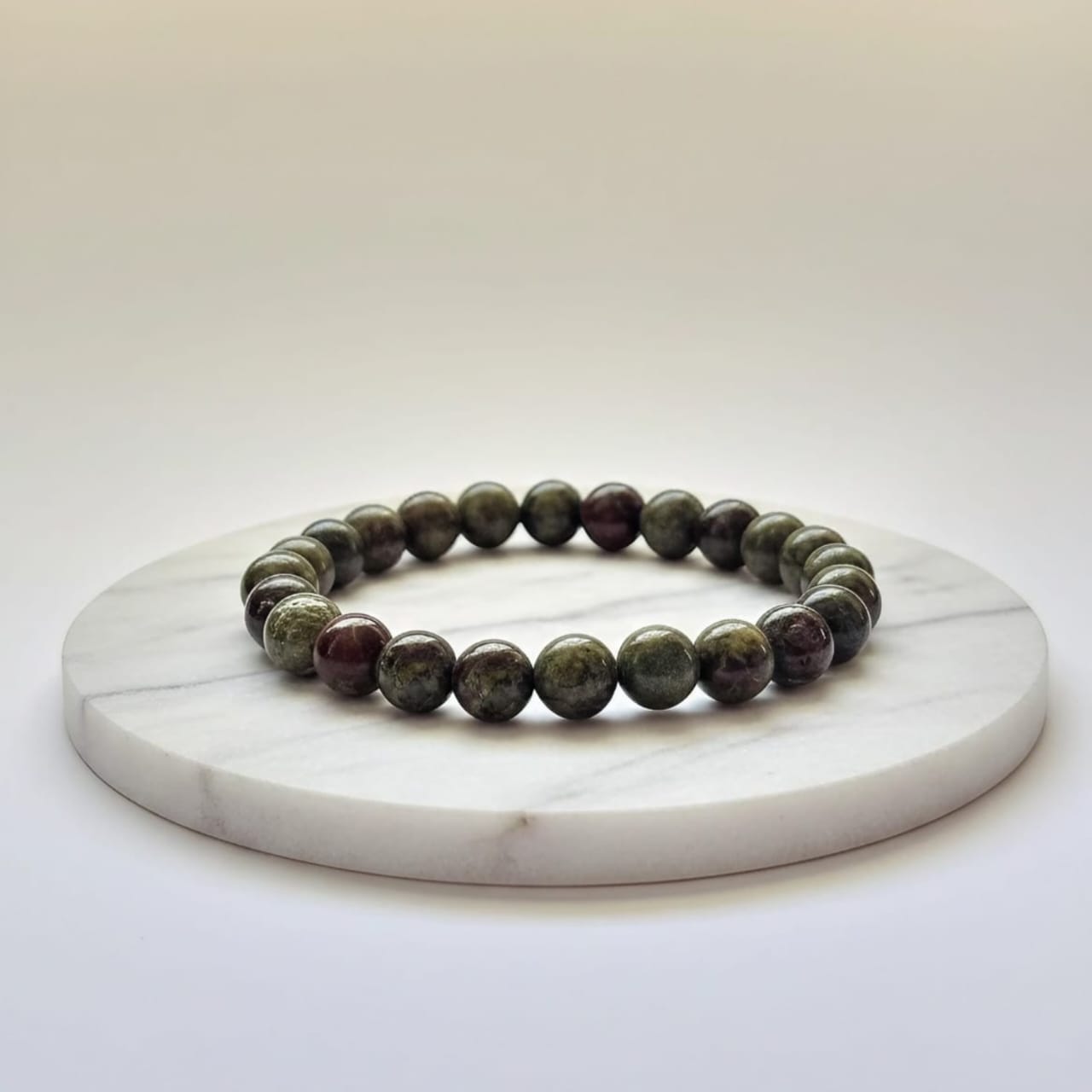Bracelet en pierre naturelle de jaspe dragon | Bijou en cristal certifié pour la force et l'ancrage