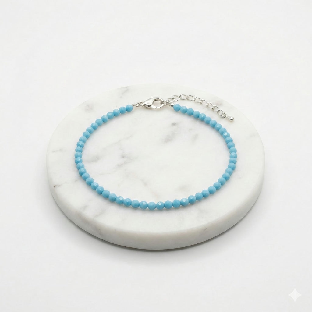 Firoza (Turquoise) Natural Stone Anklet | Certified Healing Crystal Jewelry