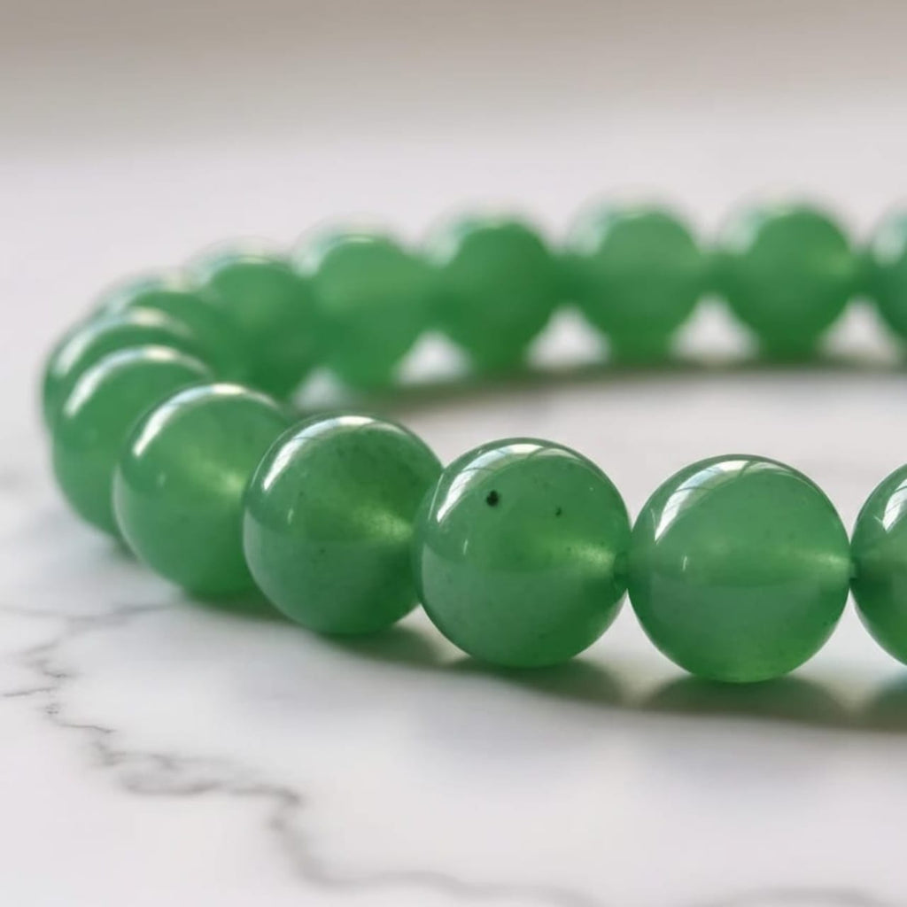 Green Aventurine Natural Stone Bracelet | Certified Stone of Luck & Heart Healing Jewelry