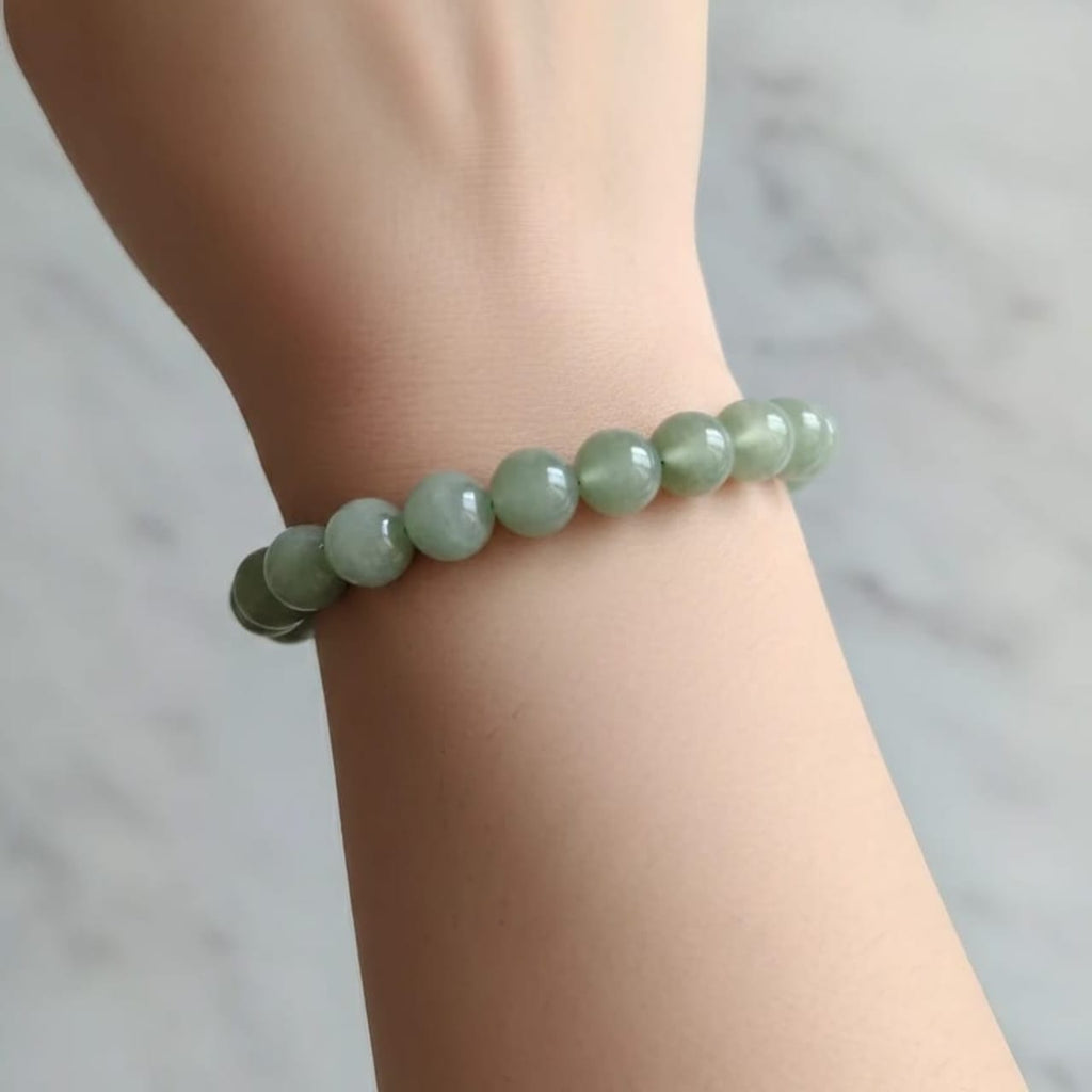 Bracelet en aventurine verte naturelle | Pierre porte-bonheur et de guérison du cœur certifiée