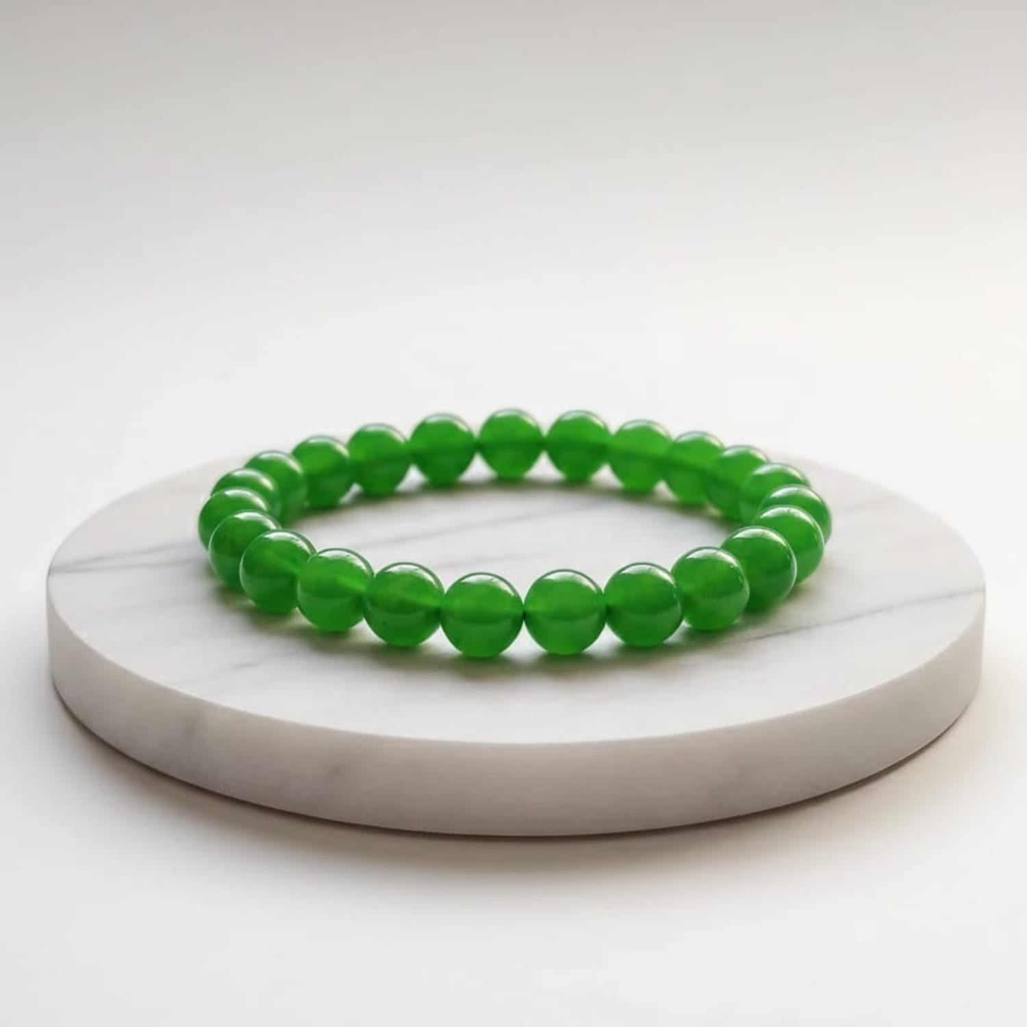 Green Jade Natural Stone Bracelet | Certified Green Harmony Crystal Jewelry