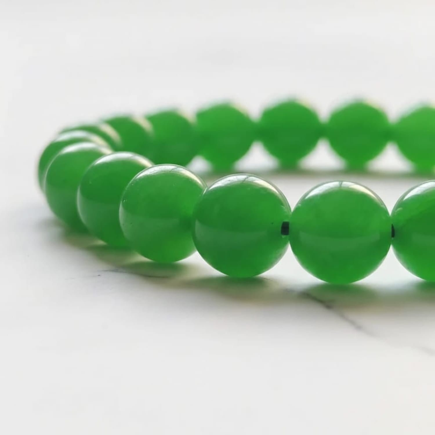 Green Jade Natural Stone Bracelet | Certified Green Harmony Crystal Jewelry