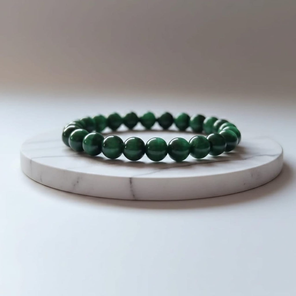 Green Tiger Eye Natural Stone Bracelet | Certified Green Protection Crystal Jewelry