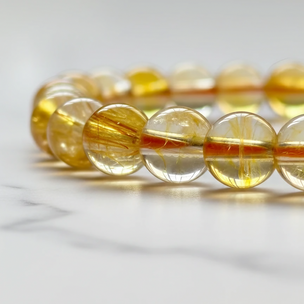 Heated Citrine Natural Stone Bracelet | Certified Energy Crystal Jewelry