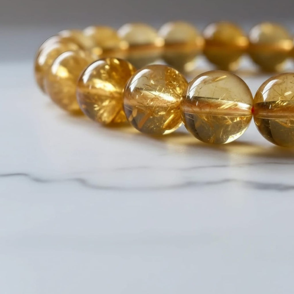 Heated Citrine Natural Stone Bracelet | Certified Energy Crystal Jewelry
