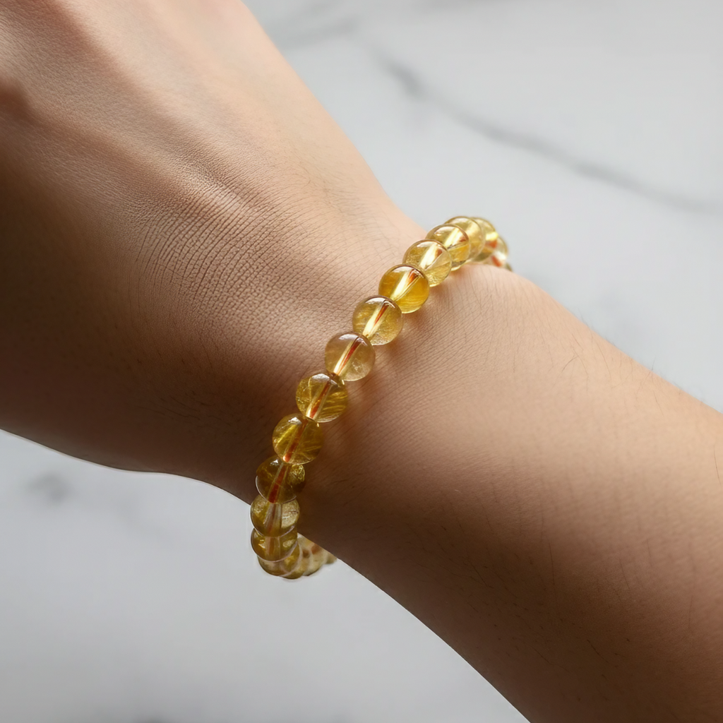Heated Citrine Natural Stone Bracelet | Certified Energy Crystal Jewelry