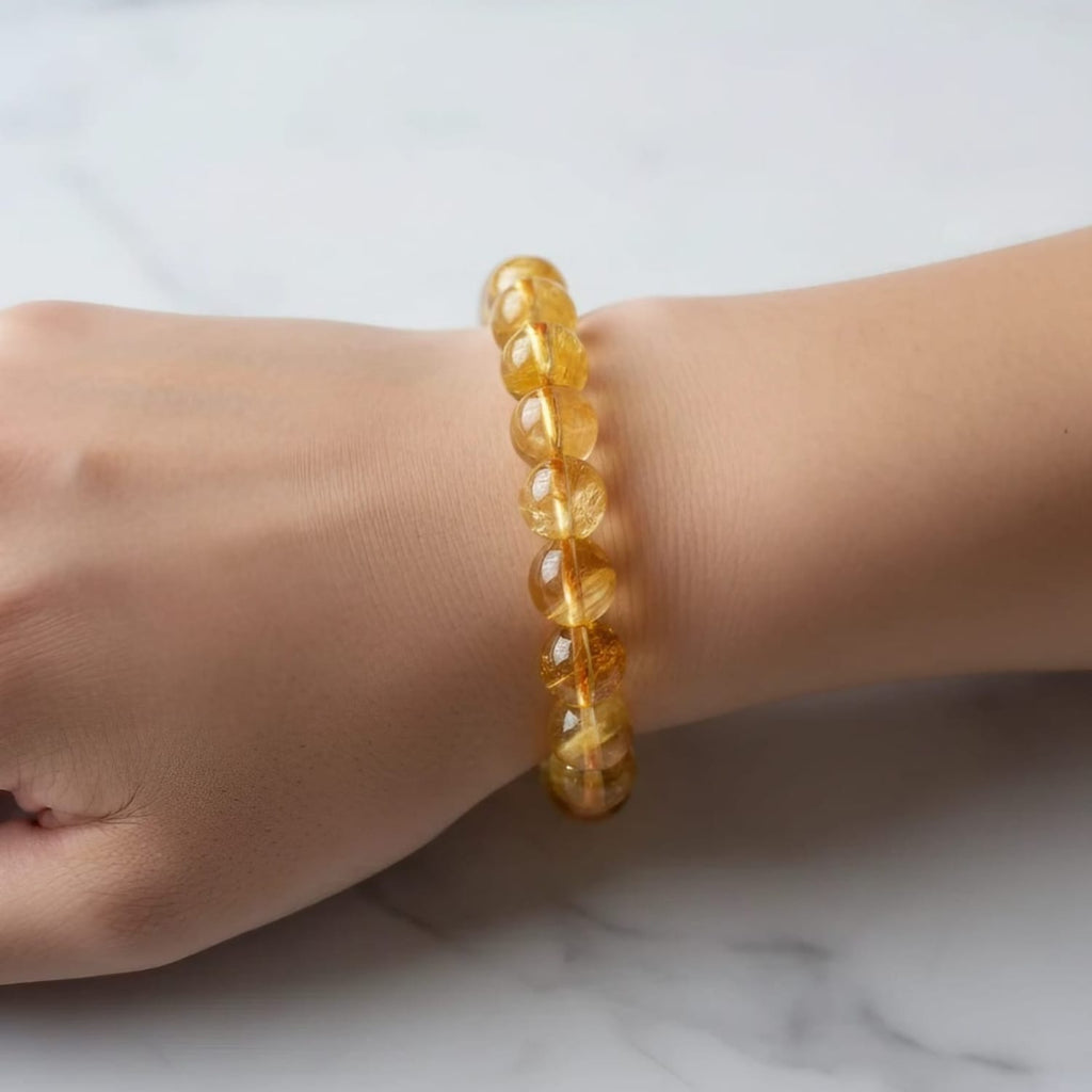 Heated Citrine Natural Stone Bracelet | Certified Energy Crystal Jewelry