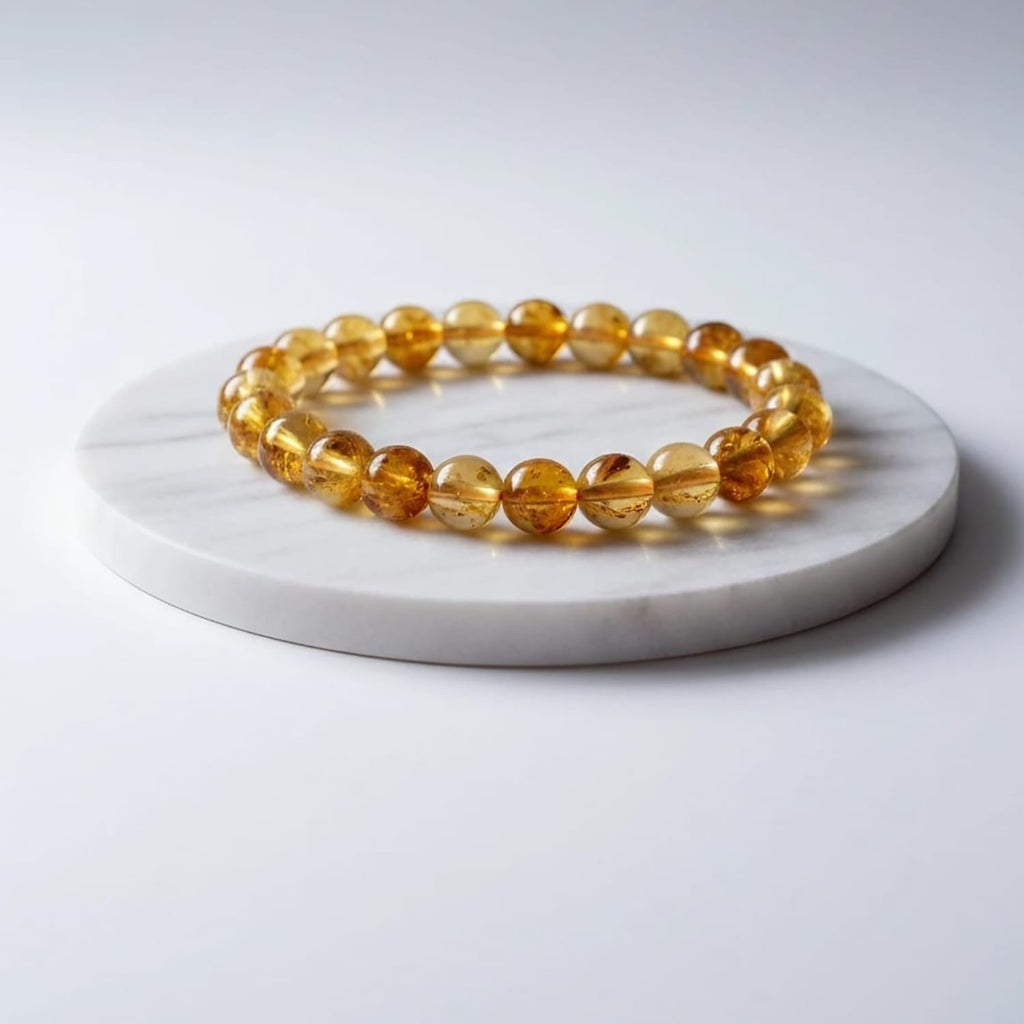 Heated Citrine Natural Stone Bracelet | Certified Energy Crystal Jewelry