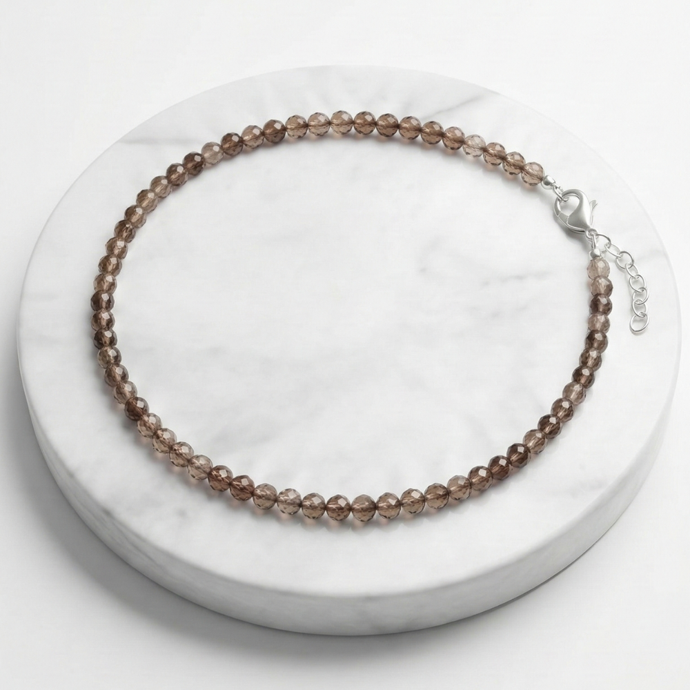 Hessonite (Gomed) Natural Stone Anklet Certified Healing Crystal Jewelry