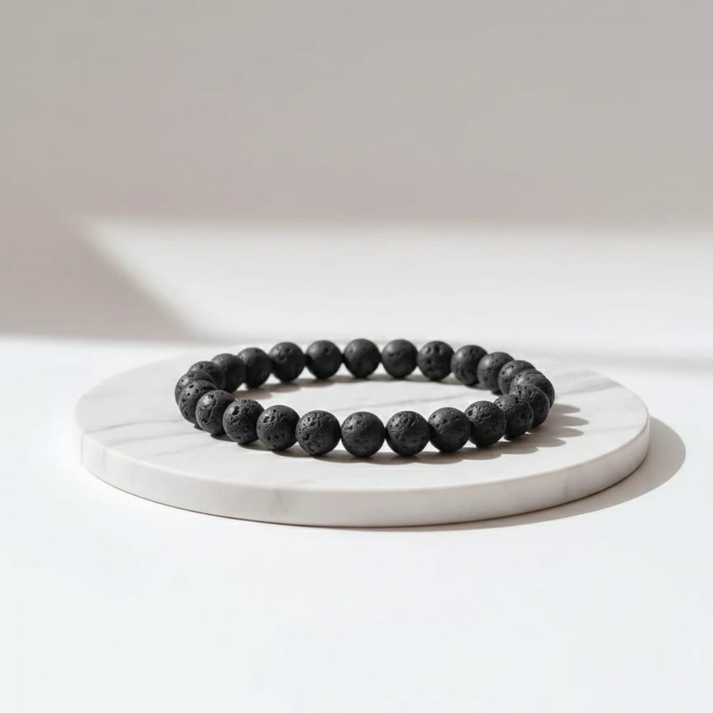 Lava Stone Natural Stone Bracelet | Certified Grounding & Emotional Stability Crystal Jewelry