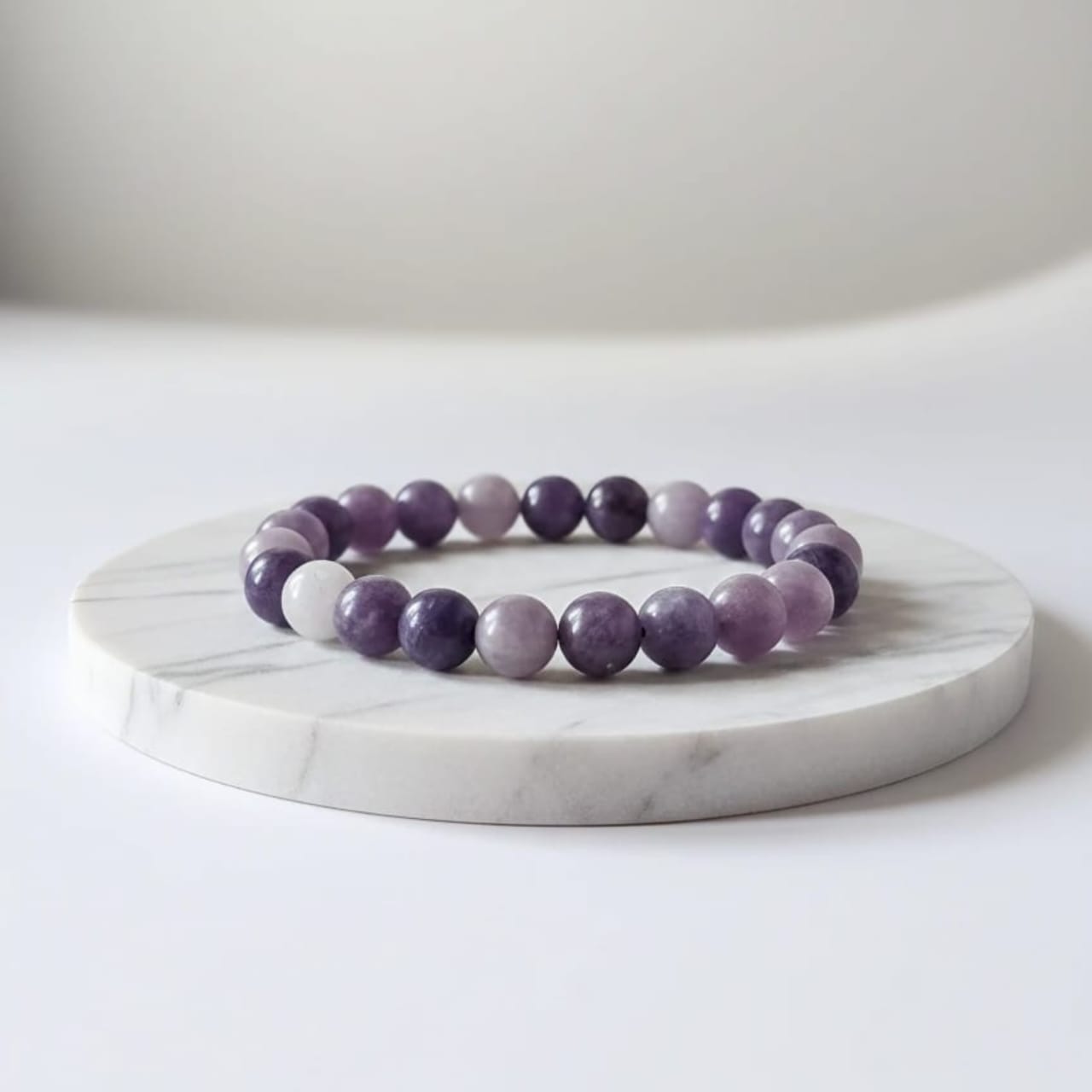 Lepidolite Natural Stone Bracelet | Certified Emotional Balance & Calm Crystal Jewelry